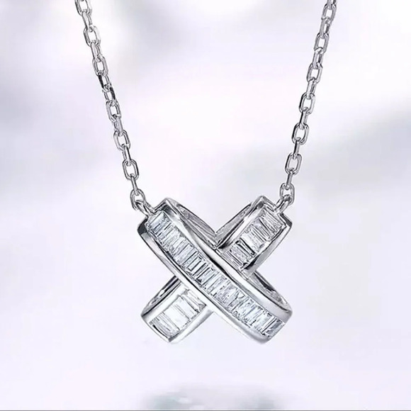 🍁 X Shape Link Chain Factory Price Zircon Delicate Fashion Necklace, EVGG1098 - Picture 1 of 3